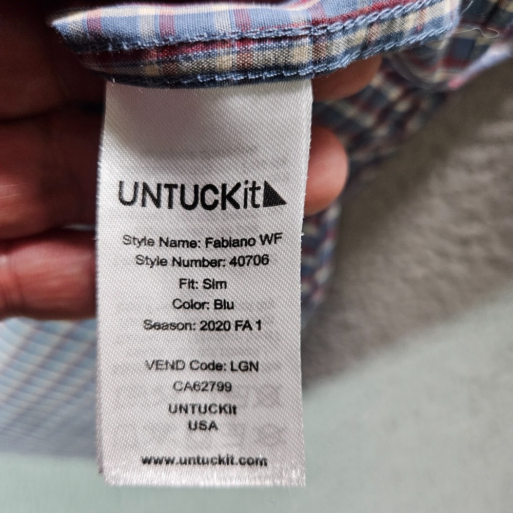 Untuckit Shirt Men XL‎ Slim Fit Button Up Long Sleeve Multicolor Plaid - Picture 5 of 10